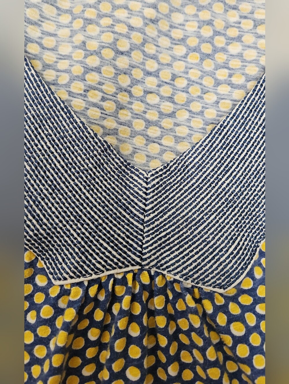 Boden Navy Sleeveless Top with Yellow Polka Dots and Stitch Detail, 18, XXL - Picture 2 of 5